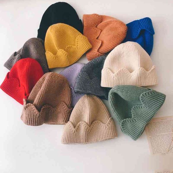 

arrival children knitted hat kids candy color baby winter s 210528, Yellow