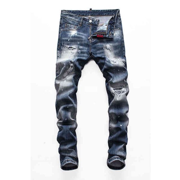 

men's jeans dsqsabcd 2 european style dsq mens brand jeans men slim denim trousers button blue hole pencil pants for men qica