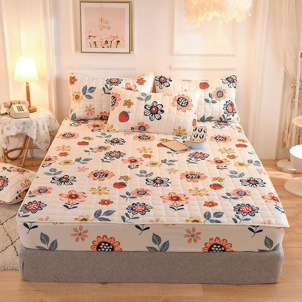 

sheets & sets printed bed sheet waterproof quilted mattress cover thicken with elastic band all-inclusive queen
