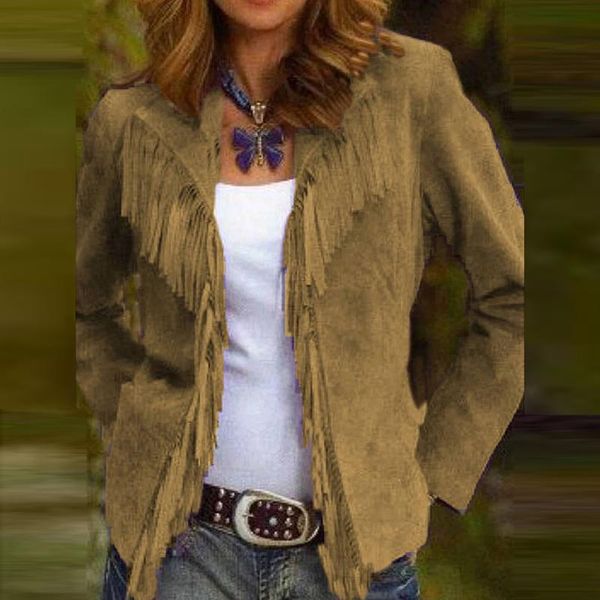 

women's jackets autumn elegant tassel lapel trench vintage female solid color outwears 2022 spring casual slim women long sleeve coats, Black;brown