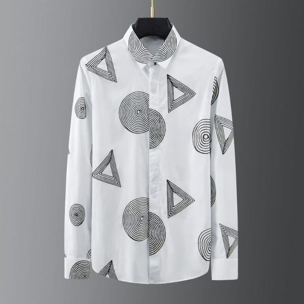 

men's casual shirts embroidery geometry long sleeve shirt men business formal dress social tuxedo party male clothing camisa masculina, White;black