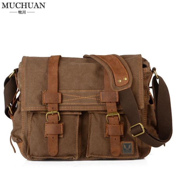 

ms retro canvas with crazy horse leather men messenger bag shoulder bag