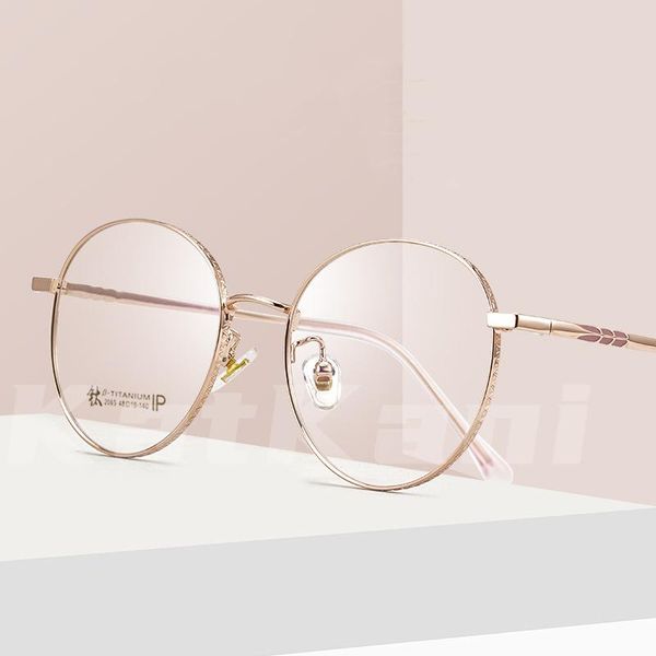 Модные солнцезащитные очки кадры каткани ретро круглые очки рамы для мужчин и женщин Ультра -световые чистые титановые миопия гипериопия астигматизм Глас
