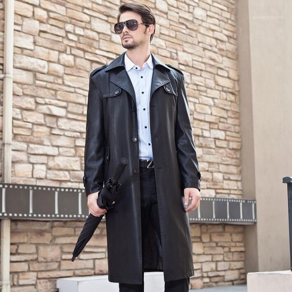 

men's fur & faux autumn winter thicken mens leather coats slim motorcycle trench coat men plus velvet fashion clothes jaqueta de couro, Black