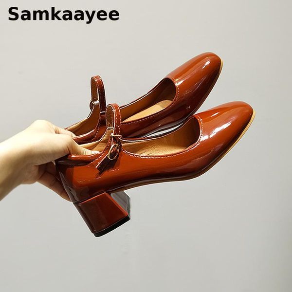 

dress shoes size 35-39 womens high heels leather spring autumn female platform pumps mujer solid round toe buckle strap zapatos y40, Black