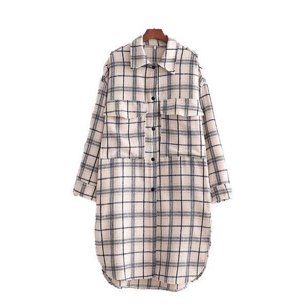 

japanese 2021 style spring and autumn shirt south korea new fashion leisure simple pocket split plaid long set z 2qhi, White