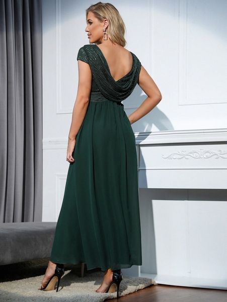 

draped backless sequins prom dress k4ij#, Black;gray