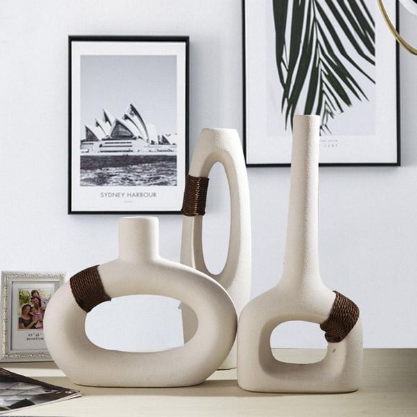 

modern simplicity white color ceramic vase flower arrangement ornament articles nordic style home decorations ceramic crafts