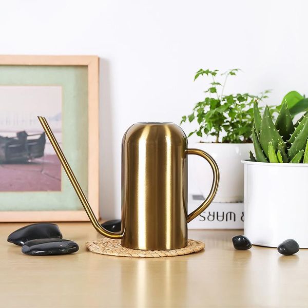 

watering equipments 1.5l large-capacity retro golden stainless steel long-mouth can for indoor and outdoor potted plants sasw666