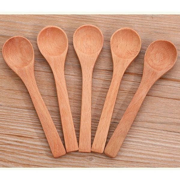 Cucchiaio da marmellata per bambini in legno di alta qualità Mini cucchiaio da miele Cucchiaio da faggio 12,7 cm x 3 cm Commercio all'ingrosso della fabbrica