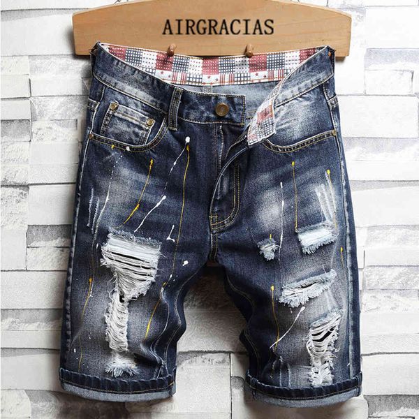 AIRGRACIAS 2021 Neu Kommen Shorts Männer Jeans Markenkleidung Retro Nostalgie Denim Bermuda Kurz Für Mann Blau Jean Größe 28-40 X0628