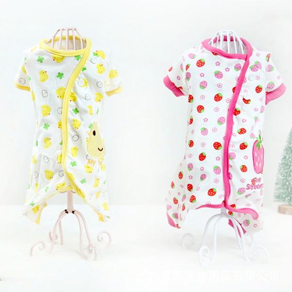 

strawberry duck dog cloth cotton printed four legged pajamas pet