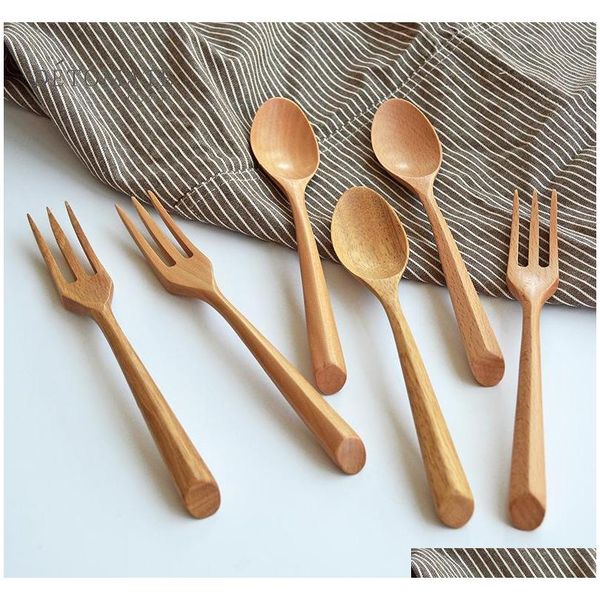 

19*3.8cm/19*2.5cm portable eco-friendly wooden dinnerware teaspoon fork soup spoon catering cutler kitchen co jllsnq sport77777