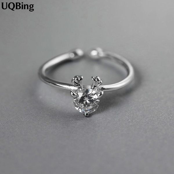 

cluster rings 100% real pure 925 sterling silver cubic zirconia ring fashion adjustable finger for women girlfriend gifts, Golden;silver