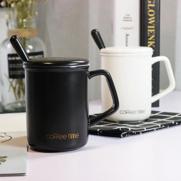 

mugs black-and-white ceramic cup nordic style mac with spoon simple couple office coffee home