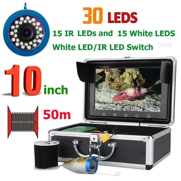 

cameras 10 inch 50m 1000tvl fish finder underwater fishing camera 15pcs white leds + infrared lamp for ice/sea/river