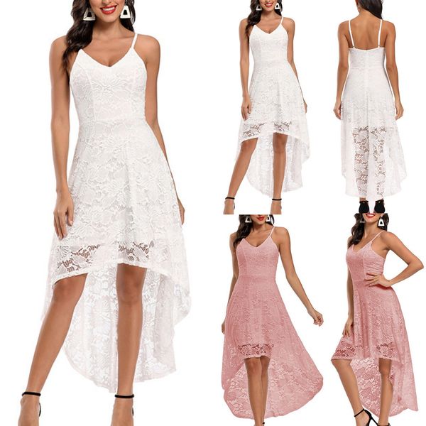 

women's dress summer solid casual princess floral lace cocktail v-neck sleeveless swing spaghetti strap knee-length dress, Black;gray