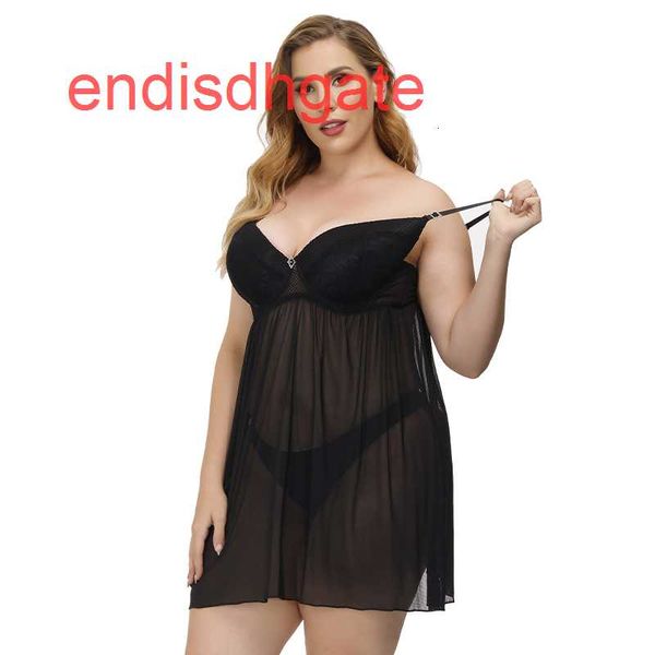 

thin new size pajamas women's lace transparent underwear seductive suspender nightdress, Black;white