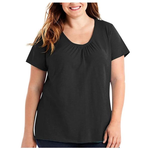 

women's t-shirt women fashion solid color loose v-neck oversized short sleeve plus size summer simple clothing femme, White