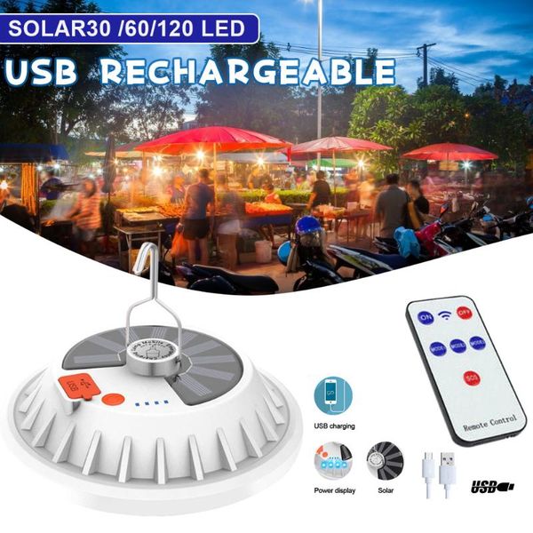 

rechargeable led bulb lamp remote control solar charge lantern portable emergency night market light outdoor camping home lanterns