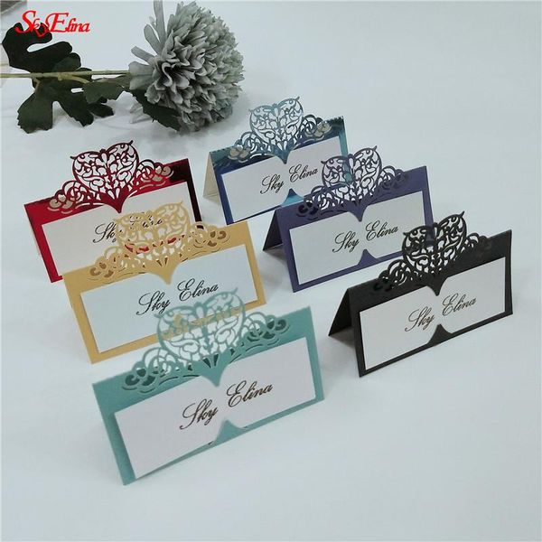 

greeting cards 10/50/100pcs laser cut heart shape pearlscent paper card table name place wedding christmas party decoration favor 8zsh871