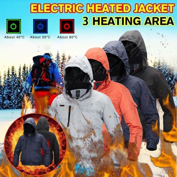 

men's jackets jacket coat 2021 fashion casual winter thicken warm usb hooded waterproof electric male windbreaker cotton #40, Black;brown