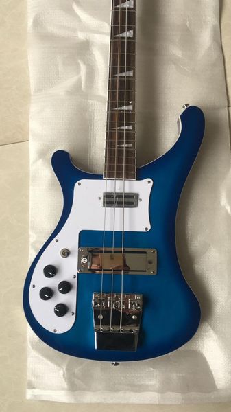 

custom wholesale 4 string 4003 bass guitar blue transparent left hand stereo bass two output jacks, provide customization