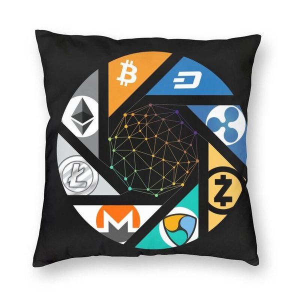 

cushion/decorative pillow cool cryptocurrency blockchain altcoin logo square cover home decorative ethereum cushion for living room