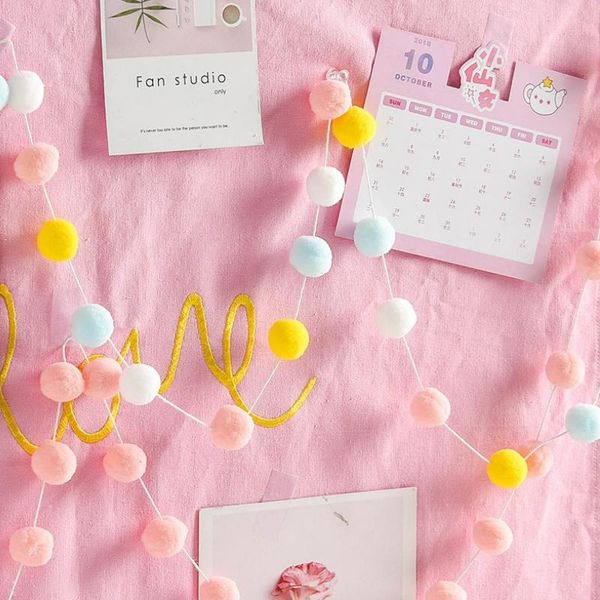 

2.3m baby room decor handmade macaron colored ball decoration with balls kids tent wall hanging pendant decoration accessory