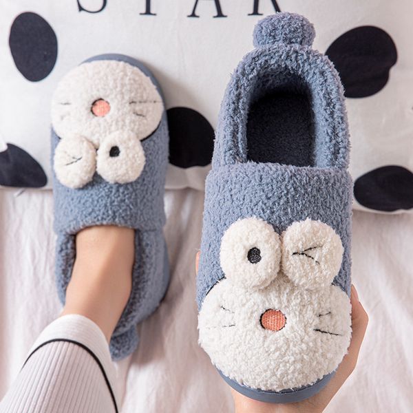 

cotton slipper bag with female autumn and winter indoor warm lovers lovely cartoon home mens shoes female winter, Black