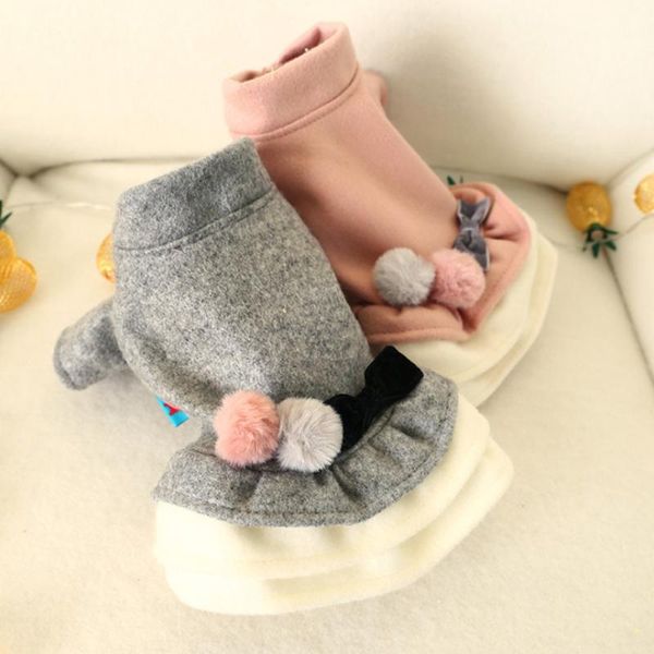 

winter autumn pet dog dress coat with letter bowknot puppy dog clothing teddy poodle clothes for dogs small pet dress skirt