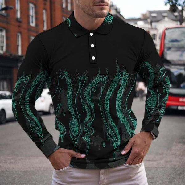 

men's casual shirts skin-friendly trendy vintage ocs print autumn home wear men shirt turn-down collar for parties, White;black