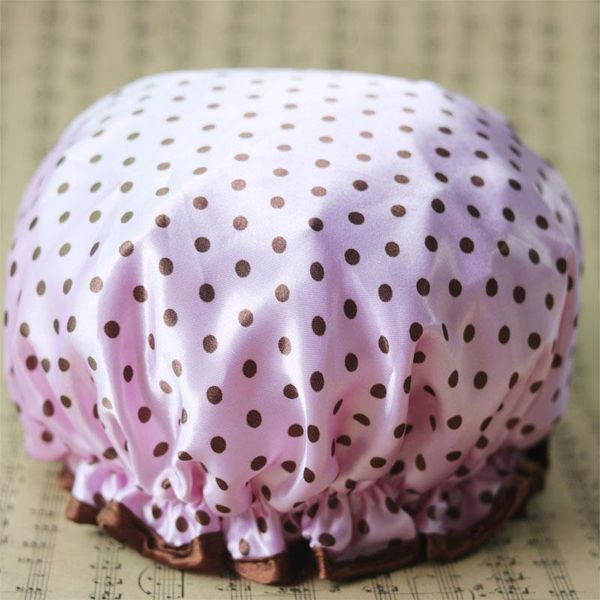 

shower caps lovely thick women colorful double layer bath hair cover adults waterproof iq6