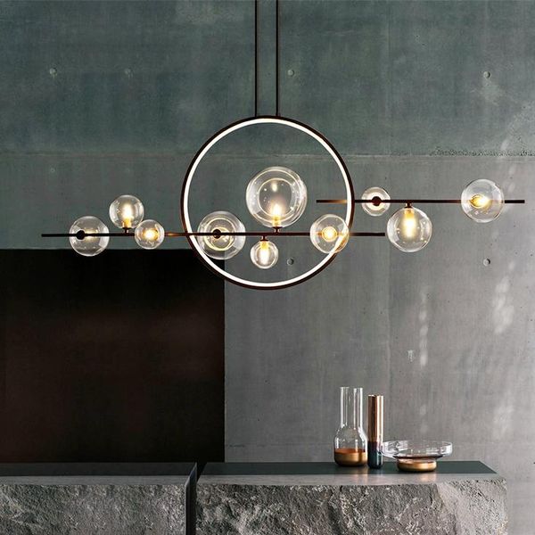 

modern led novelty glass bubble chandelier nordic dining room lamp restaurant lighting kitchen island home decor hanging lights