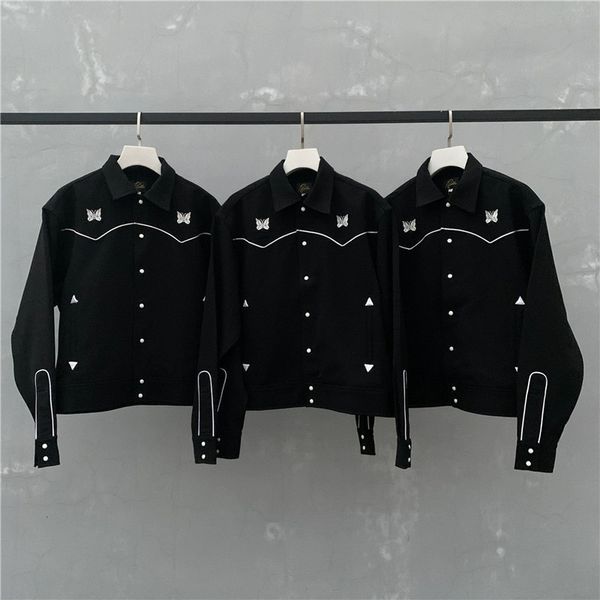 

2021 new awge needles jacket men women 1:1 high-quality vintage british style butterfly embroidery coats 7t2j, Black;brown