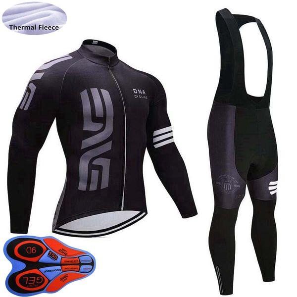 2024 DNA Equipe de Ciclismo Ciclismo Manga Longa Jersey Bib Calças Set Homens Inverno Térmico Fleece Racing Roupas Manga Longa Bicicleta Uniforme Y2102198