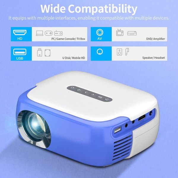 

projector lamps portable with built-in speaker usb/av/aux ports support 1080p 26-100in screen size u disk playing us plug