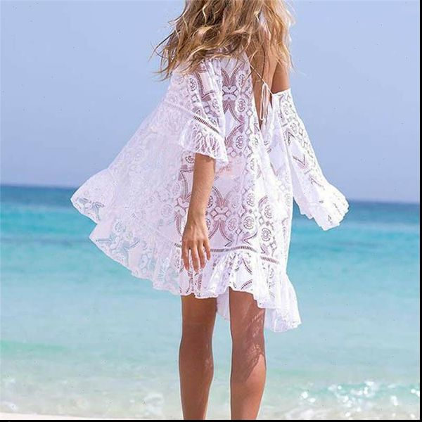 

women beach dress summer boho style ladies beach dresses floral lace mini dress cover up women party dresses sundress, Black;gray