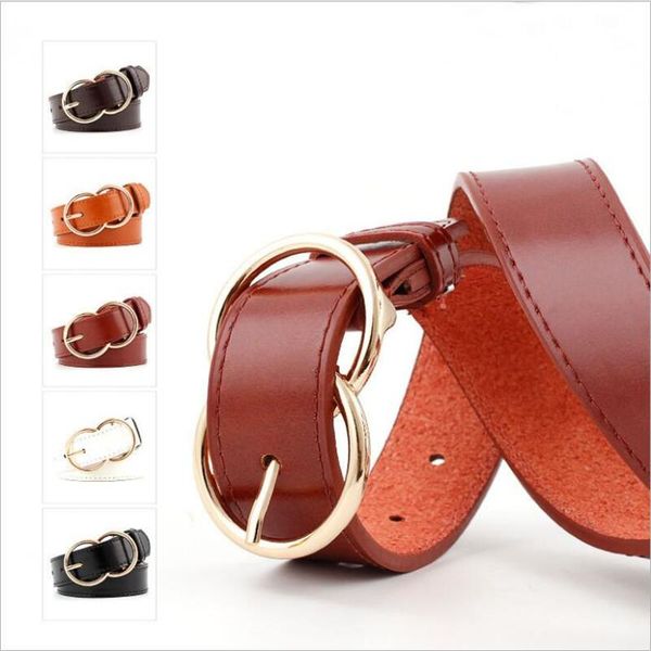

belts vintage double ring buckle belt female pu leather skinny waistband girdle for women dresses jeans pants coats, Black;brown