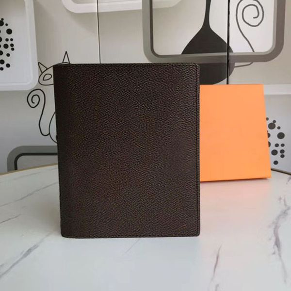 

large card holders desk ring agenda cover holder memo planner medium a5 notebook diary protective case leather passport wallet slots, Brown;gray