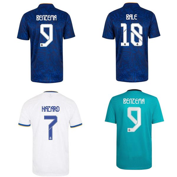 

21 22 real madrid jerseys hazard benzema soccer jersey 2021 2022 asensio modric kroos football shirt marcelo valverde maillot de foot, Black;yellow
