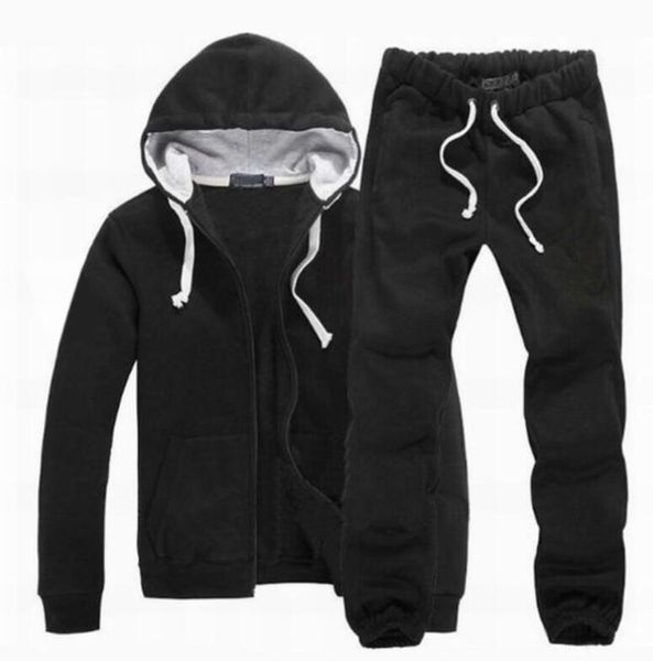 New Men Men Polo Tracksuit Winter Hood Jaqueta calça Sweatshirts 2 peças moletom com capuz esportivo de maiô esportivo