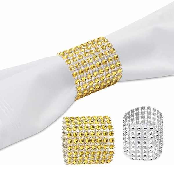 

napkin rings 10pcs rose gold rhinestone bows holder ring serviette buckles wedding event decoration crafts party supplies