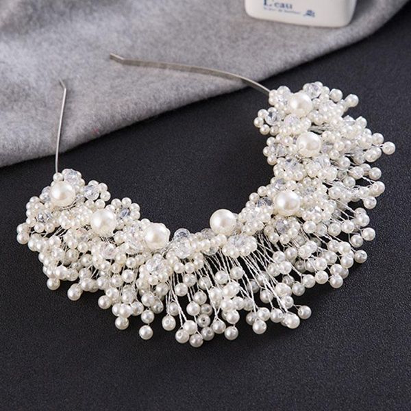 

getnoivas handmade imitation pearls headband luxury gold/silver color hairband women imitation pearls hairband crown tiara sl, Golden;silver