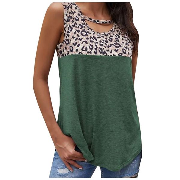 

women's blouses & shirts leopard for ladies summer fashion print plus size clothes femme loose casual sleeveless printed vest top, White