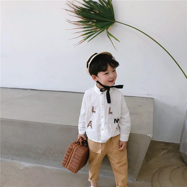 

shirts spring arrival korean style for cool baby girls and boys cotton letters printed all-match loose fashion long sleeve shirt, White;black