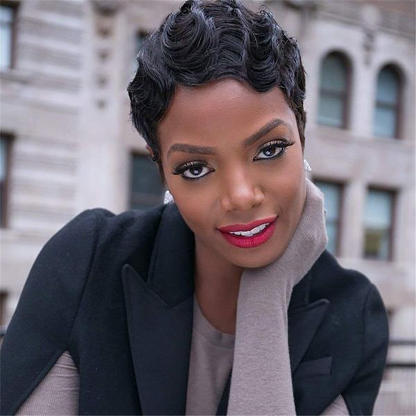 

vintage wave wig for women 130% density 99j brazilian virgin human hair natural color machine made, Black;brown