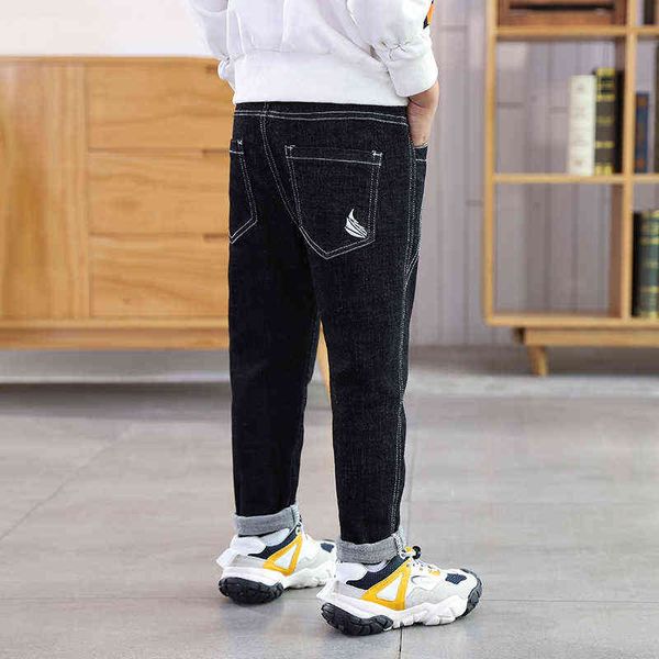 

ienens kids jeans child denim clothes pants clothing fit 4-13 years elastic waist trousers children boy trousers g1220, Blue