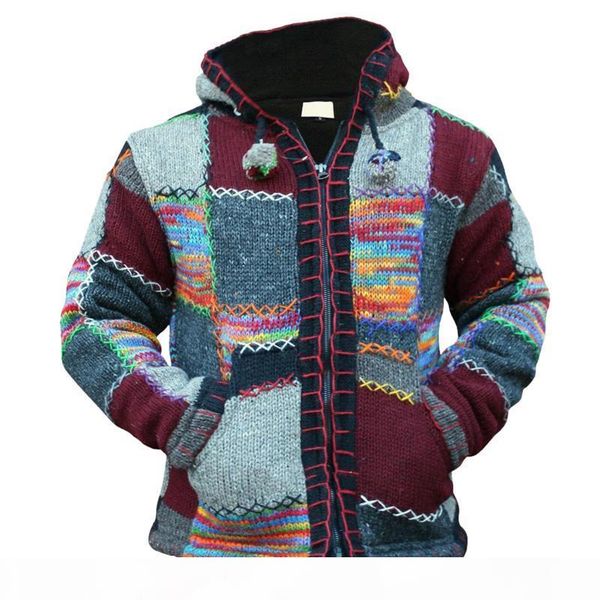 

mjartoria spring men zipper hooded patchwork knitwear autumn fashion knitted sweater sweatercoat casual coat casaco masculina, White;black