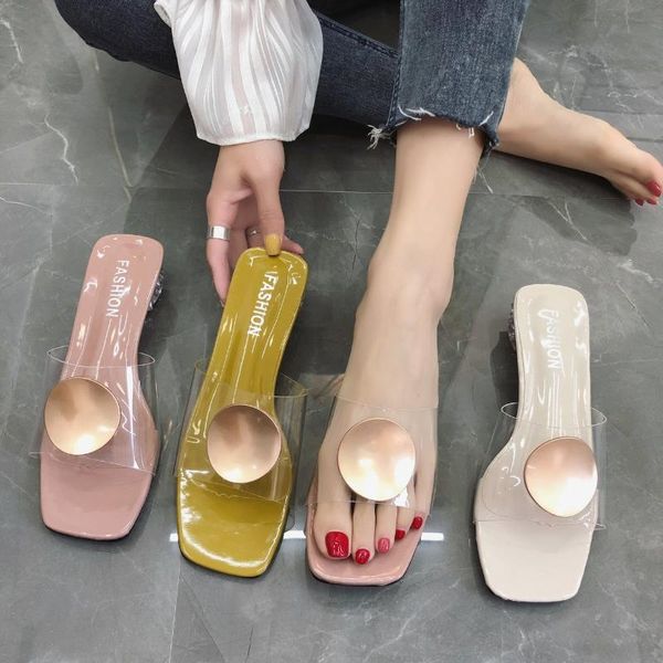 

slippers female 2021 women shoes mules women fashion sandals slides woman non-slip heels shoes ladies outdoor slippers for, Black